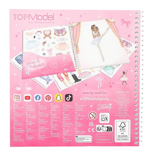 TOP MODEL CUADERNO DE PEGATINAS DRESS ME UP BALLET ROSA