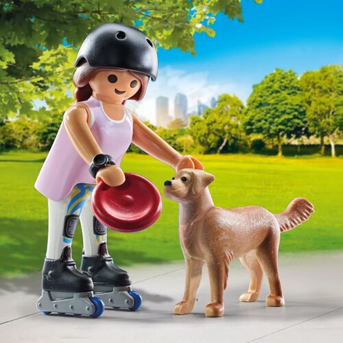 PLAYMOBIL - PATINADORA CON GOLDEN RETRIEVER