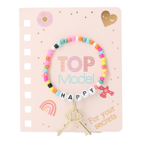 DIARIO CON CANDADO Y PULSERA TOP MODEL - HAPPY