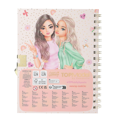 DIARIO CON CANDADO Y PULSERA TOP MODEL - HAPPY