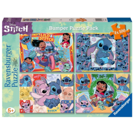 RAVENSBURGER PUZLE DISNEY STITCH BUMPER PACK 4 X 100 PIEZAS