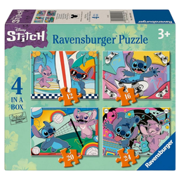 RAVENSBURGER 4 PUZLES PROGRESIVOS DE DISNEY STITCH 12/16/20/24 PIEZAS