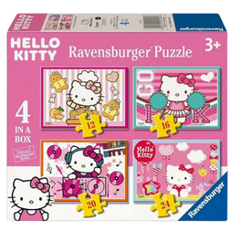 RAVENSBURGER 4 PUZLES PROGRESIVOS DE HELLO KITTY 12/16/20/24 PIEZAS