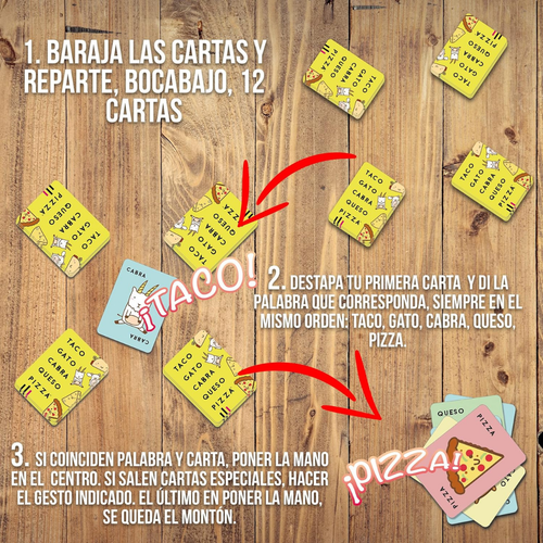 JUEGO TACO, GATO, CABRA, QUESO, PIZZA