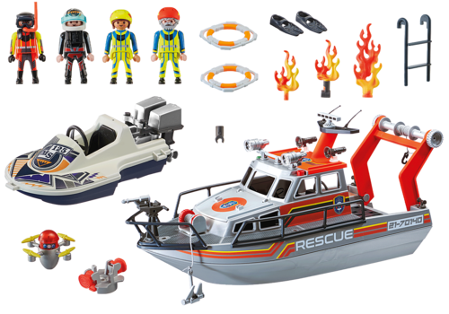 PLAYMOBIL - RESCATE MARÍTIMO: RESCATE DE BOMBEROS CON BARCO