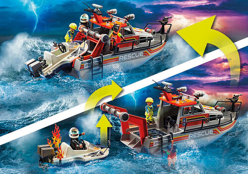 PLAYMOBIL - RESCATE MARÍTIMO: RESCATE DE BOMBEROS CON BARCO