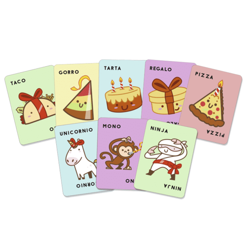 JUEGO TACO, GORRO, TARTA, REGALO, PIZZA
