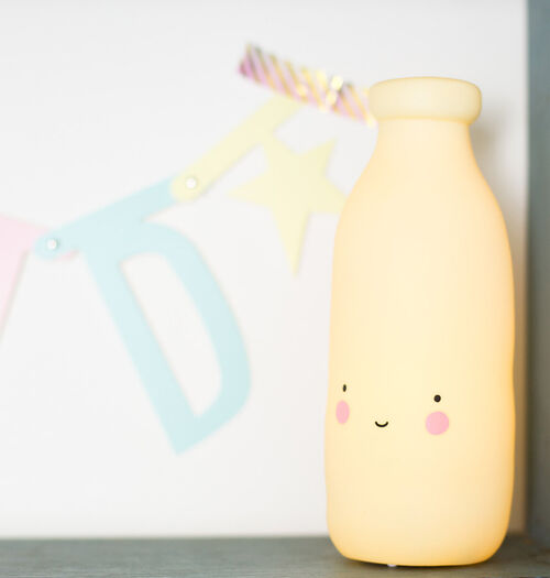 MINI LÁMPARA BOTELLA A LITTLE LOVELY COMPANY - AMARILLA 18 CM