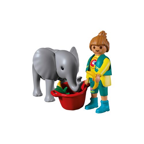 PLAYMOBIL - ZOO: ELEFANTE BEBÉ Y CUIDADORA