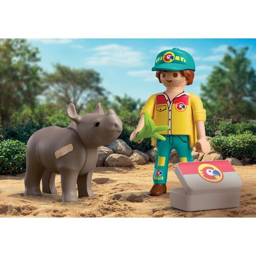 PLAYMOBIL - DUO PACK CUIDADOR CON RINOCERONTE
