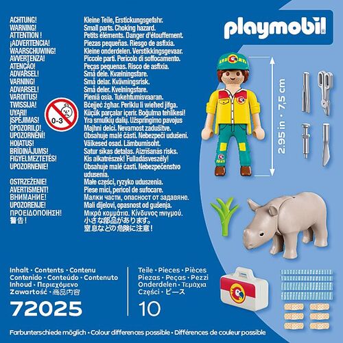 PLAYMOBIL - DUO PACK CUIDADOR CON RINOCERONTE