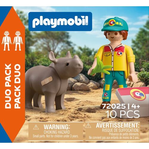 PLAYMOBIL - DUO PACK CUIDADOR CON RINOCERONTE