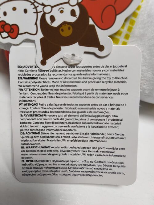 PELUCHE HELLO KITTY - MY MELODY CUP NOODLES 16 CM