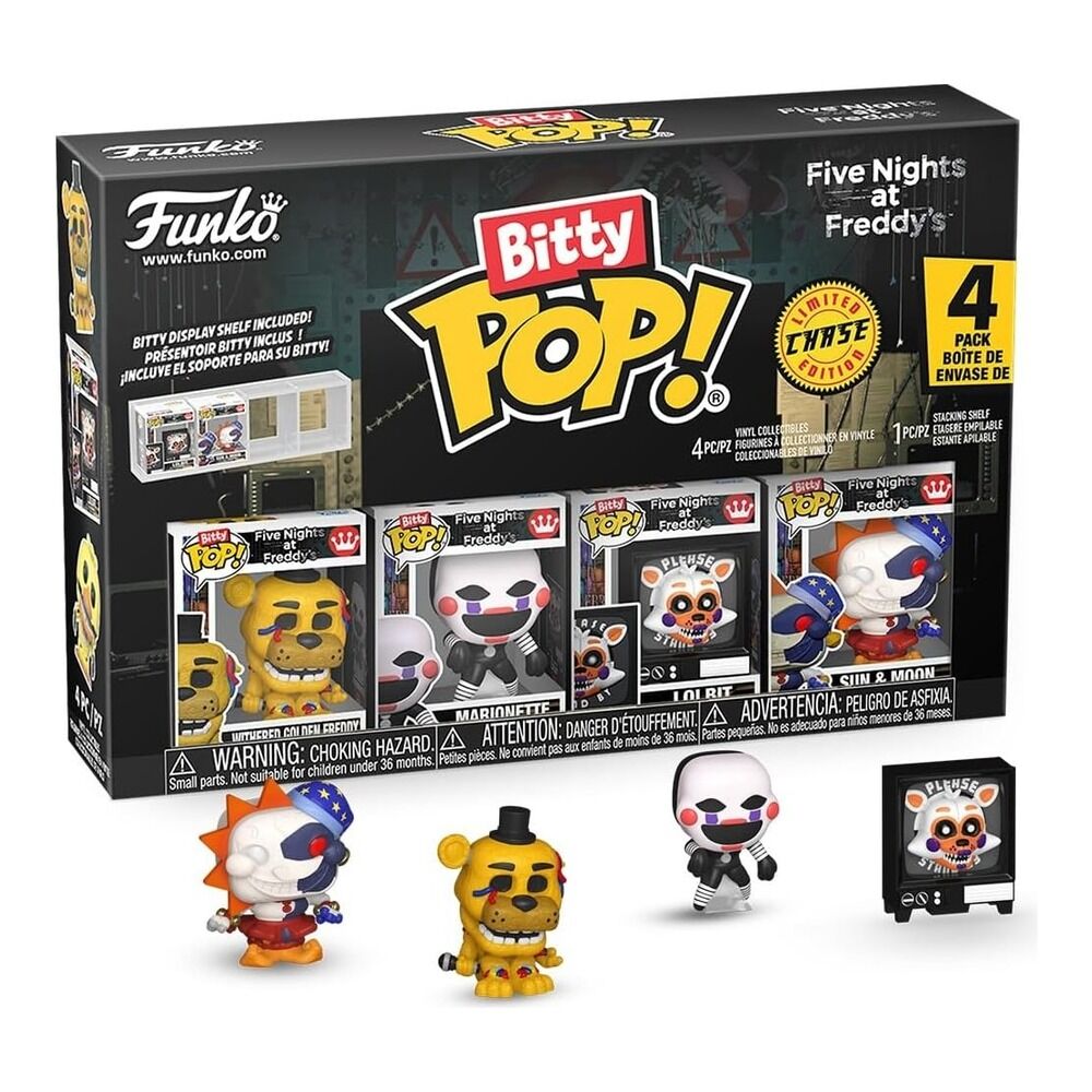 FUNKO BITTY POP! FIVE NIGHTS AT FREDDY'S - GOLDEN FREDDY, MARIONETTE, LOLBIT, SUN & MOON