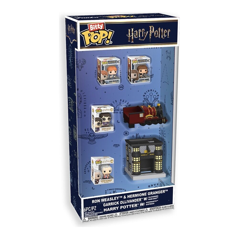 FUNKO BITTY POP! HARRY POTTER PACK DE 6 - TOWN, RIDE, HARRY, HERMIONE, RON, GARRICK OLLIVANDER