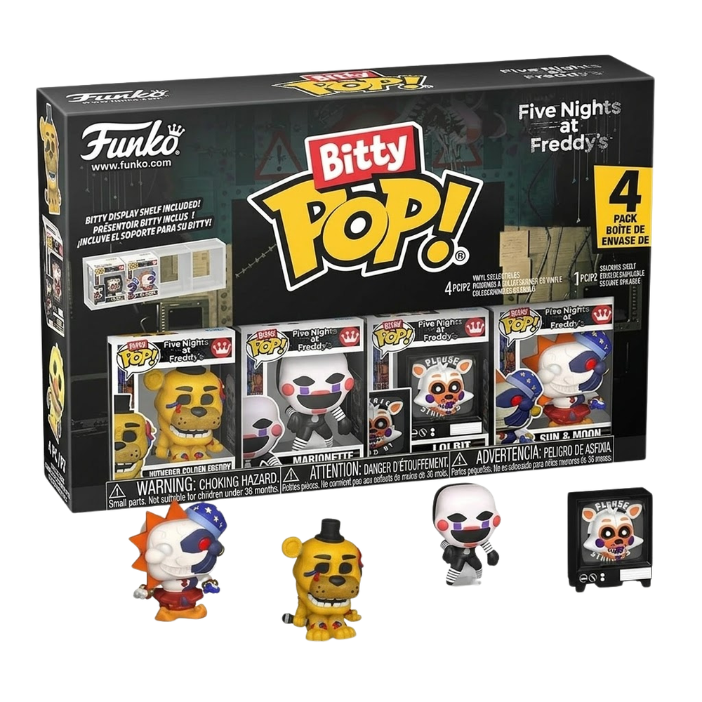 FUNKO BITTY POP! FIVE NIGHTS AT FREDDY'S - GOLDEN FREDDY, MARIONETTE, LOLBIT, SUN & MOON