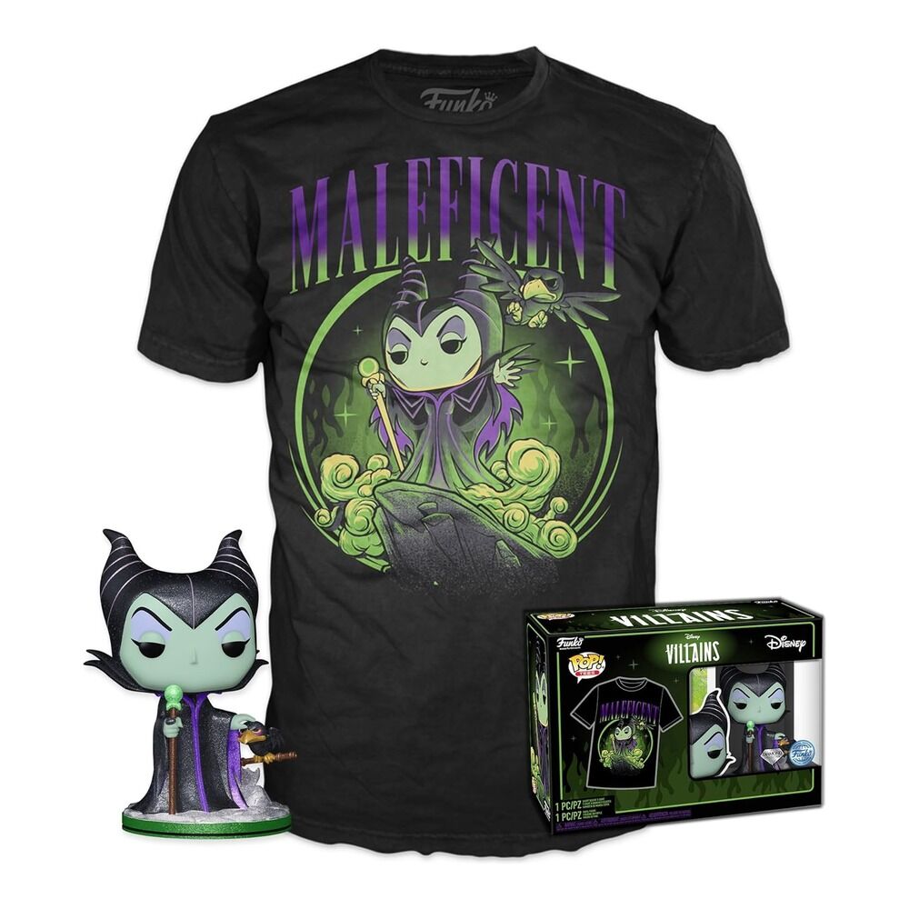 FUNKO POP! TEES & VINYL DISNEY - MALÉFICA (DIAMOND GLITTER) - CAMISETA TALLA XL