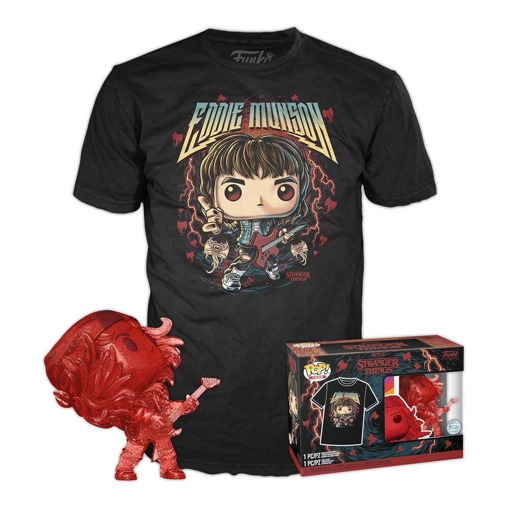 FUNKO POP! TEES & VINYL STRANGER THINGS - EDDIE CAZADOR CON GUITARRA (SPECIAL EDITION) + CAMISETA TALLA L