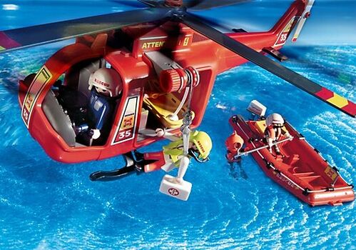 PLAYMOBIL 4428 HELICÓPTERO Y LANCHA DE SALVAMENTO MARÍTIMO