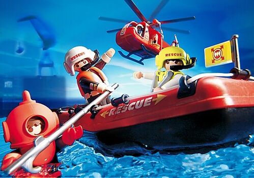 PLAYMOBIL 4428 HELICÓPTERO Y LANCHA DE SALVAMENTO MARÍTIMO