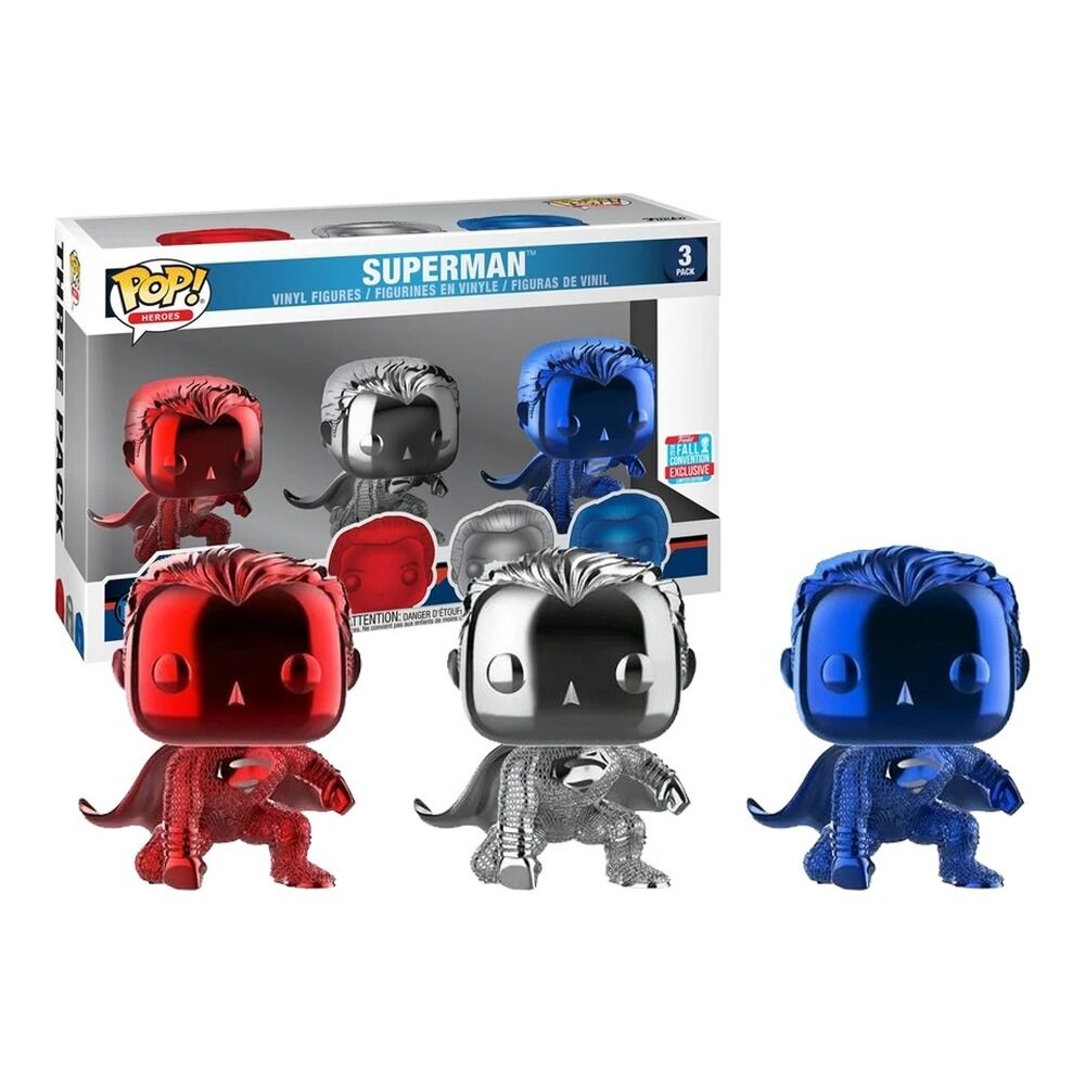 FUNKO POP! DC SUPERHÉROES - PACK 3 SUPERMAN EXCLUSIVO NYCC18