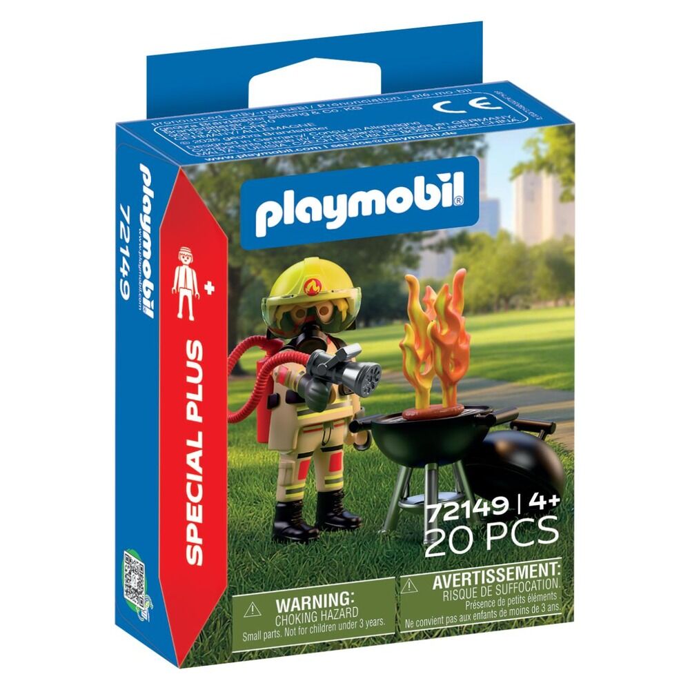 PLAYMOBIL - BOMBERO CON FOCO DE INCENDIO