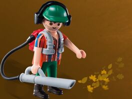 TRABAJADOR CON SOPLADOR ASPIRADOR - PLAYMOBIL - SOBRE SORPRESA SERIE 10 CHICOS